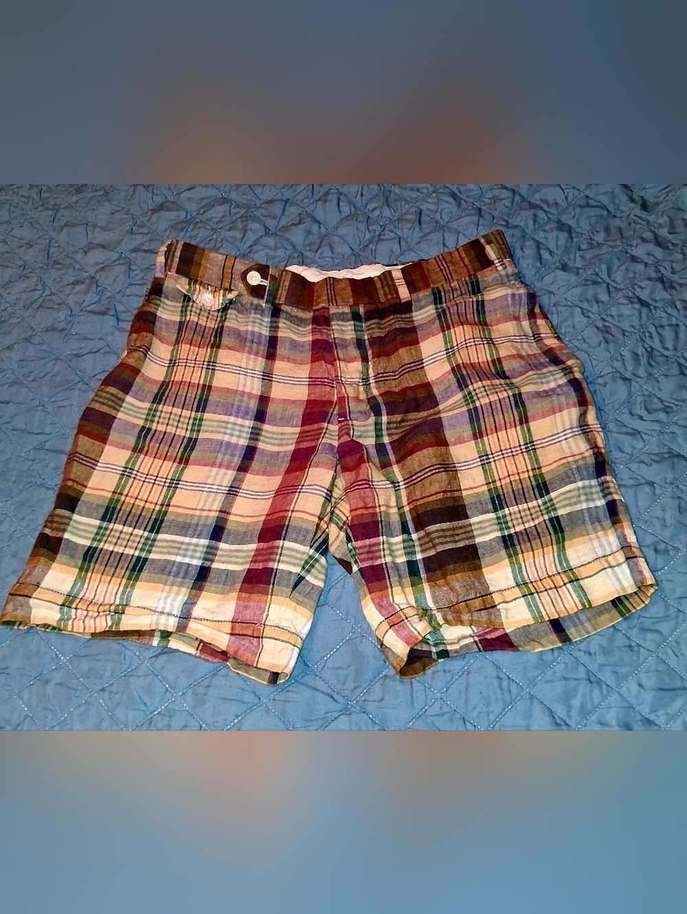Polo Ralph Lauren Vintage BUTTON FLY "Indian Madras" Cotton,  Short. Mens 33